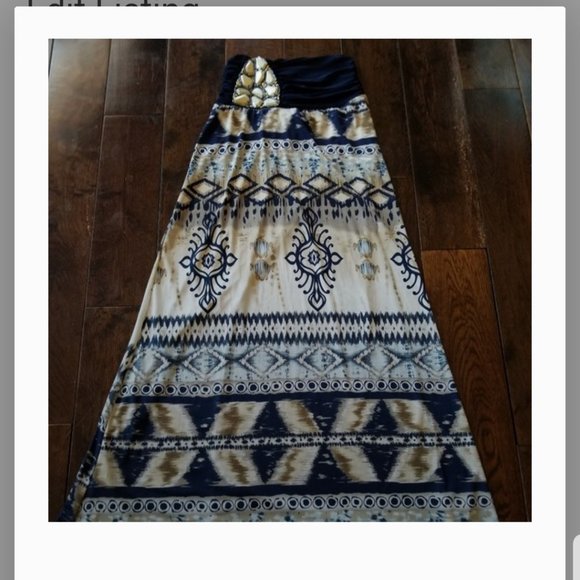 Venus NWOT Dark Blue and Multi Colored Embellished Maxi Skirt - Picture 9 of 10